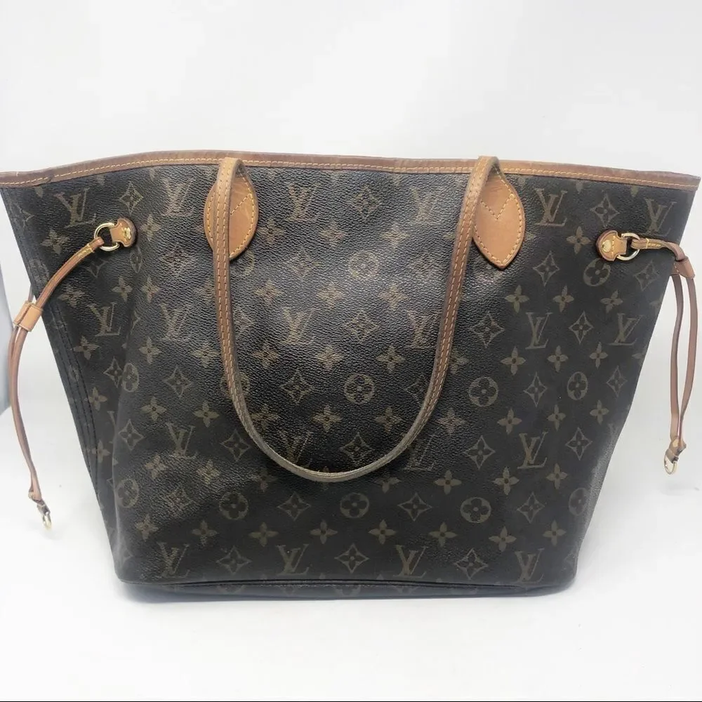 LOUIS VUITTON | Neverfull MM Monogram LV Brown Tan Purse Handbag Bag AUTHENTIC!!